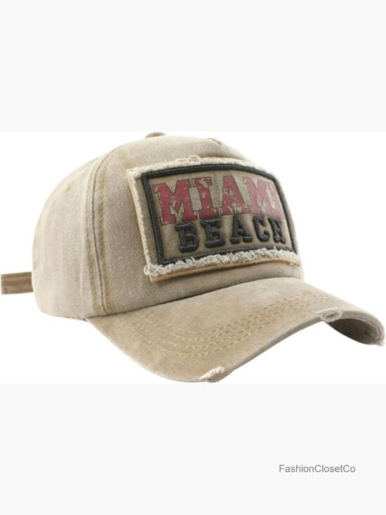 Vintage Distressed Washed Embroidered Miami Beach Trucker Hat Adjustable main image 5